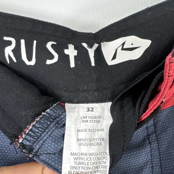 Rusty Board Shorts Men 32 Red Gray Striped Y2K 2000s Surfboard Swim Trunks - Picture 5 of 8